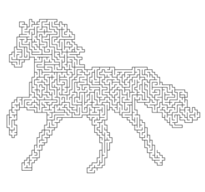 Hard Maze Pack 7 - Horse Hard animal, free printables downloads for kids