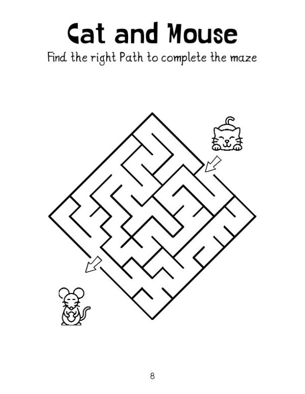 Easy Maze Pack 4 - Shapes , Cat and Mouse Maze, free printable downloads for kids