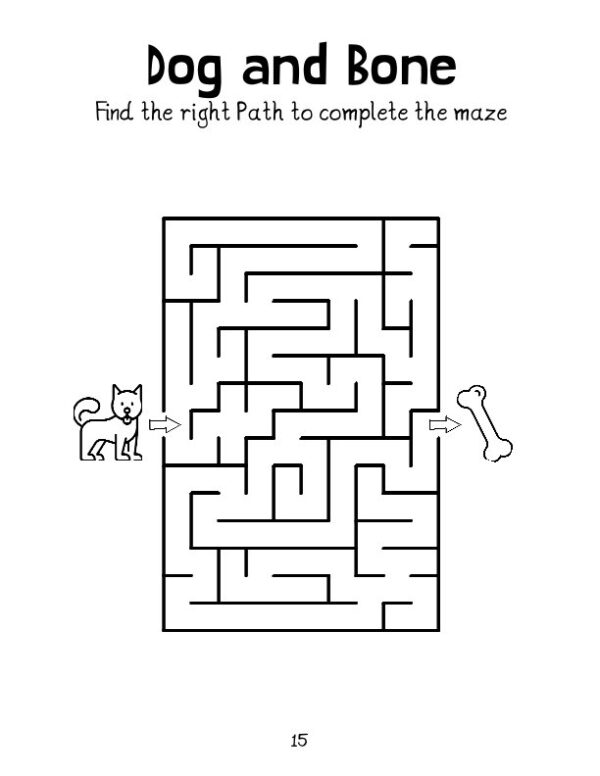 Easy Maze Pack 4 - Shapes , Dog and Bone Maze, free printable downloads for kids