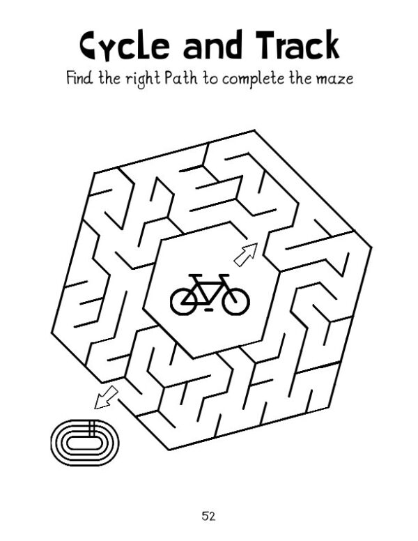 Easy Maze Pack 5 - Shapes , Cycle and Track maze, free printable downloads for kids