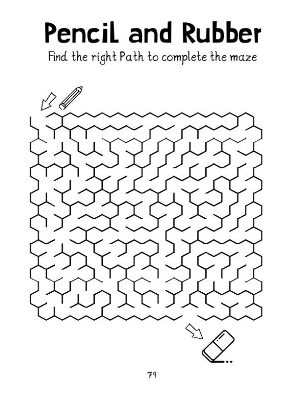 Medium Maze Pack 1 - Shapes , Pencil and Rubber Maze, free printable downloads for kids