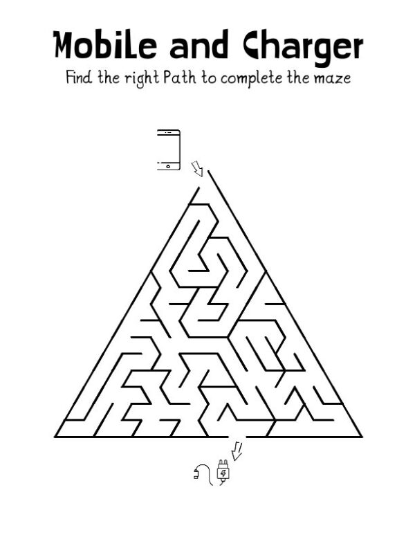 Medium Maze Pack 1 - Shapes , Mobile and Charger Maze, free printable downloads for kids
