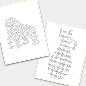 Medium Printables Maze Pack 5 - Animals free download for kids